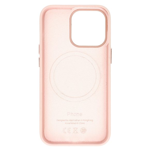 Magsafe Leather Case iPhone 14 Pro Magsafe kompatibilis műbőr hátlap, tok, rozé arany