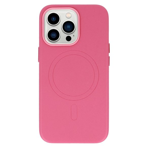 Magsafe Leather Case iPhone 14 Pro Magsafe kompatibilis műbőr hátlap, tok, rózsaszín
