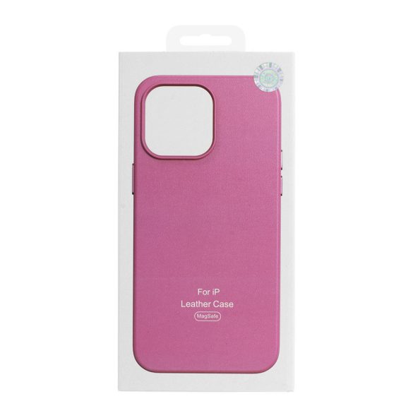 Magsafe Leather Case iPhone 14 Pro Magsafe kompatibilis műbőr hátlap, tok, rózsaszín