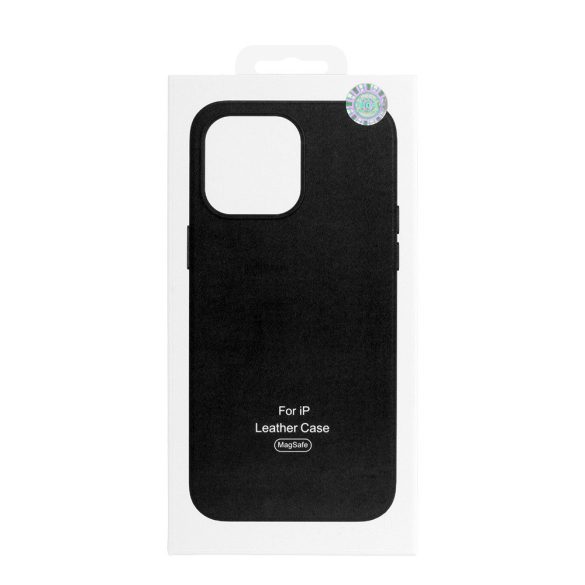 Magsafe Leather Case iPhone 14 Pro Max Magsafe kompatibilis műbőr hátlap, tok, fekete