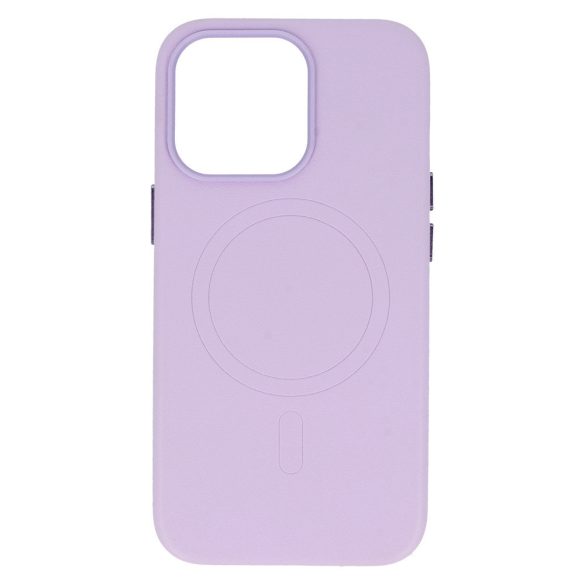 Magsafe Leather Case iPhone 14 Pro Max Magsafe kompatibilis műbőr hátlap, tok, lila