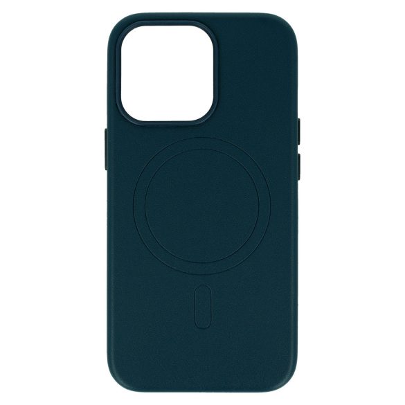 Magsafe Leather Case iPhone 14 Pro Max Magsafe kompatibilis műbőr hátlap, tok, sötétkék