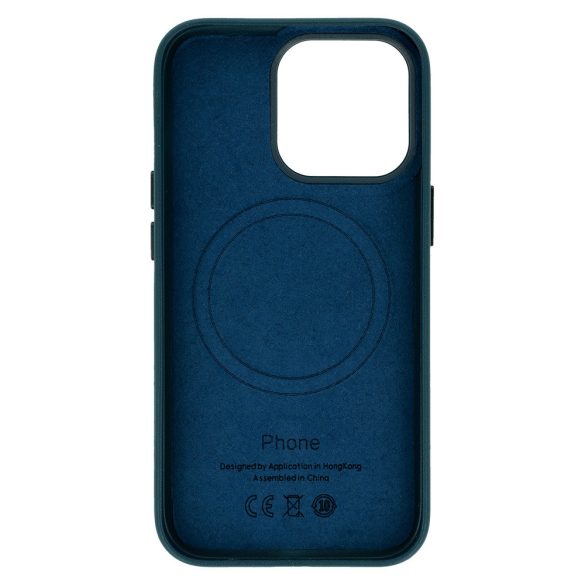 Magsafe Leather Case iPhone 14 Pro Max Magsafe kompatibilis műbőr hátlap, tok, sötétkék
