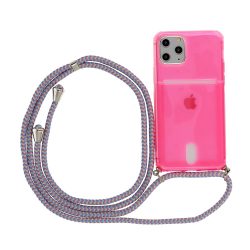   Strap Fluo Case iPhone 7/8/SE (2020/2022) nyakpántos hátlap, tok, rózsaszín