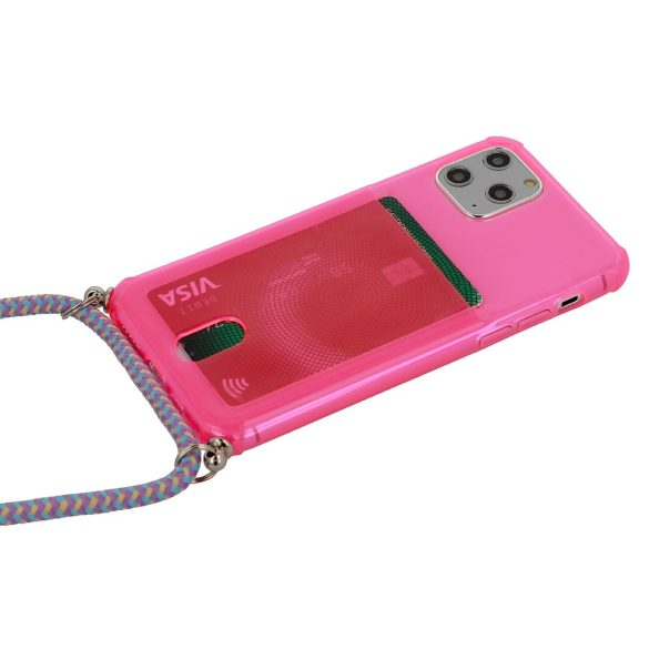 Strap Fluo Case iPhone 7/8/SE (2020/2022) nyakpántos hátlap, tok, rózsaszín