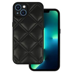   Leather 3D Case Design 3 iPhone 14 műbőr hátlap, tok, fekete