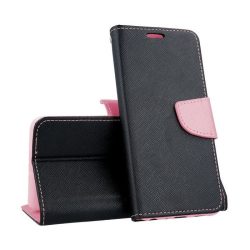   Smart Fancy iPhone Xr oldalra nyíló tok, fekete-rózsaszín