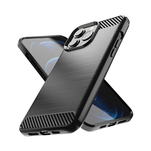 Carbon Case Flexible iPhone 13 Pro hátlap, tok, fekete