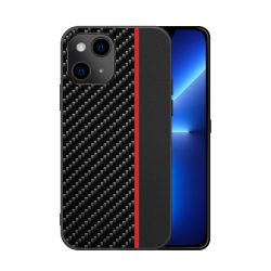 Carbon Case Red Stripe iPhone 12/12 Pro hátlap, tok, fekete