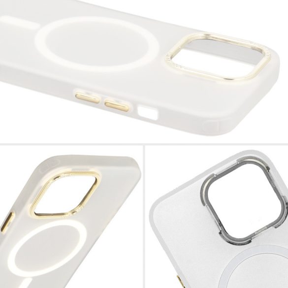 Magnetic Frosted Case iPhone 14 Pro Magsafe kompatibilis hátlap, tok, fehér