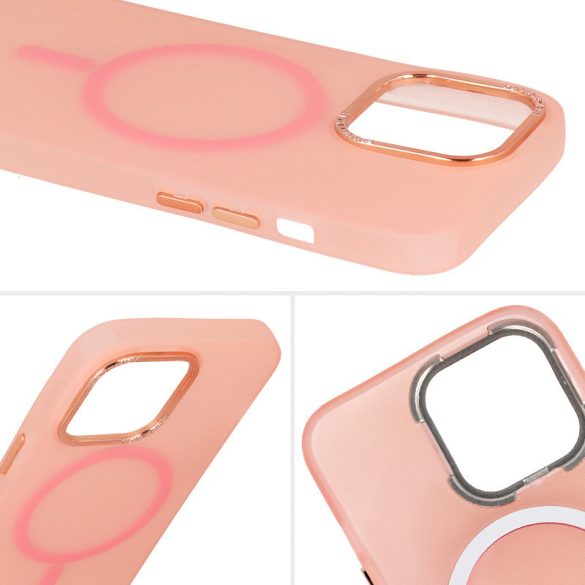 Magnetic Frosted Case iPhone 14 Pro Max Magsafe kompatibilis hátlap, tok, rózsaszín