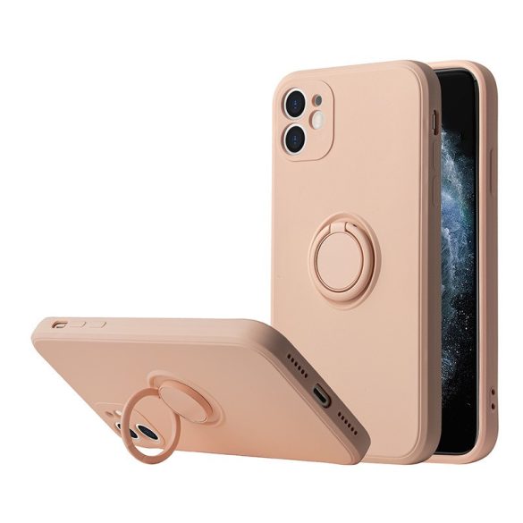 Silicone Ring iPhone 7/8/SE (2020/2022) hátlap, tok, világos rózsaszín
