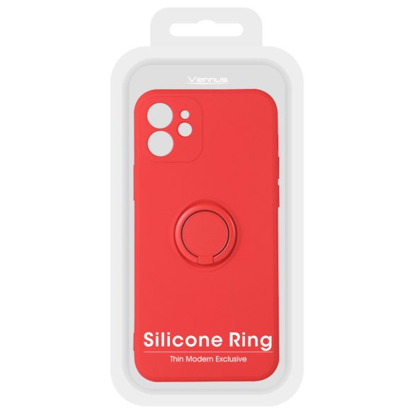 Silicone Ring Samsung Galaxy A12 hátlap, tok, piros