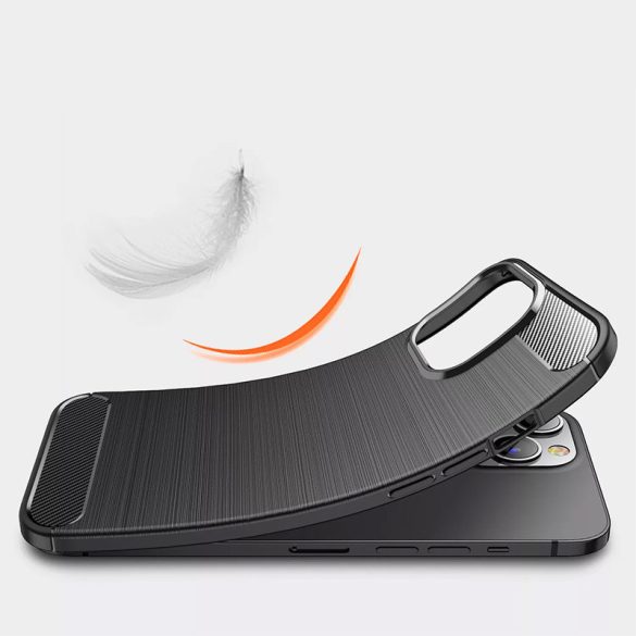 Carbon Case Flexible iPhone 15 Plus hátlap, tok, fekete