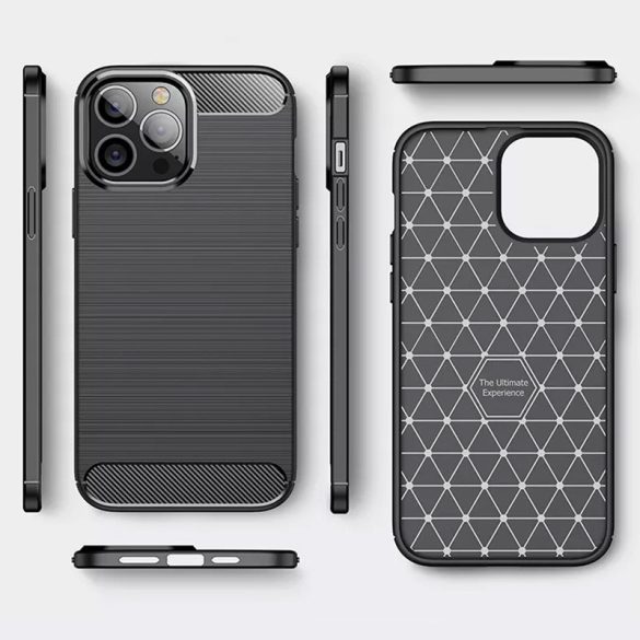Carbon Case Flexible iPhone 15 Plus hátlap, tok, fekete