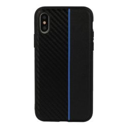   Moto Carbon Case Samsung Galaxy A40 hátlap, tok, fekete-kék