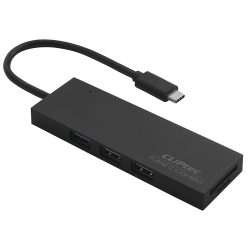   Cliptec RZR601 Hub USB-C (3xUSB+microSD+SD+Chimo) USB elosztó, fekete