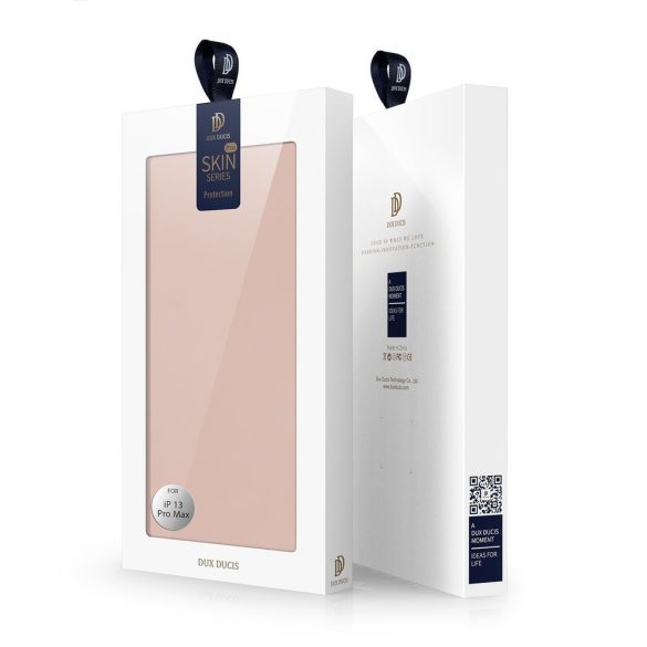 Dux Ducis Skin Pro iPhone 13 Pro oldalra nyíló tok, rozé arany