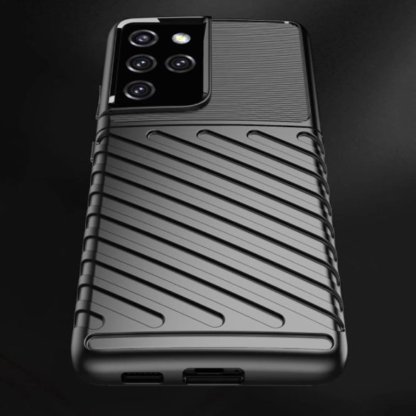 Armored Thunder Samsung Galaxy S21 Ultra ütésálló hátlap, tok, fekete
