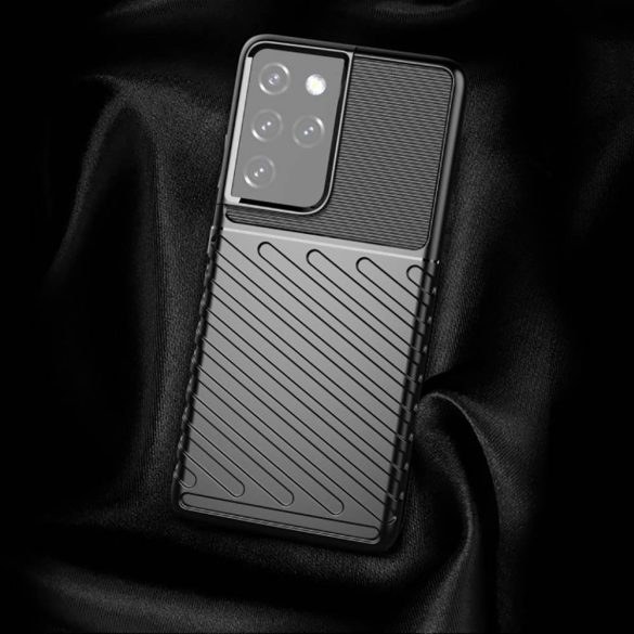 Armored Thunder Samsung Galaxy S21 Ultra ütésálló hátlap, tok, fekete