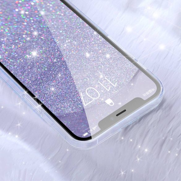 Sulada iPhone 12 Mini Luminous Glitter hátlap, tok, lila