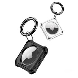   Dux Ducis Silicone Fit 2db Apple Airtag tok, kulcskarikával, fekete-fehér