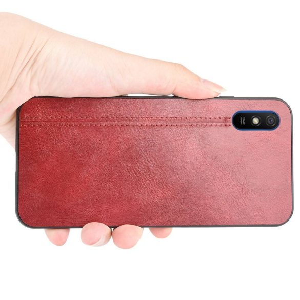 Leather Slim Case Xiaomi Redmi 9A/9AT/9i eredeti bőr, hátlap, tok, piros