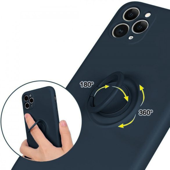 Silicone Ring Magnetic iPhone 11 Pro hátlap, tok, sötétkék
