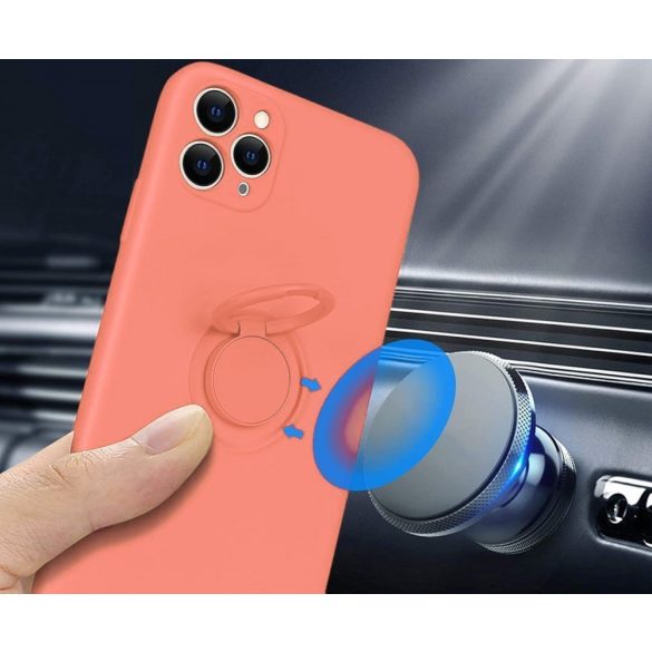 Silicone Ring Magnetic iPhone 11 Pro hátlap, tok, rózsaszín