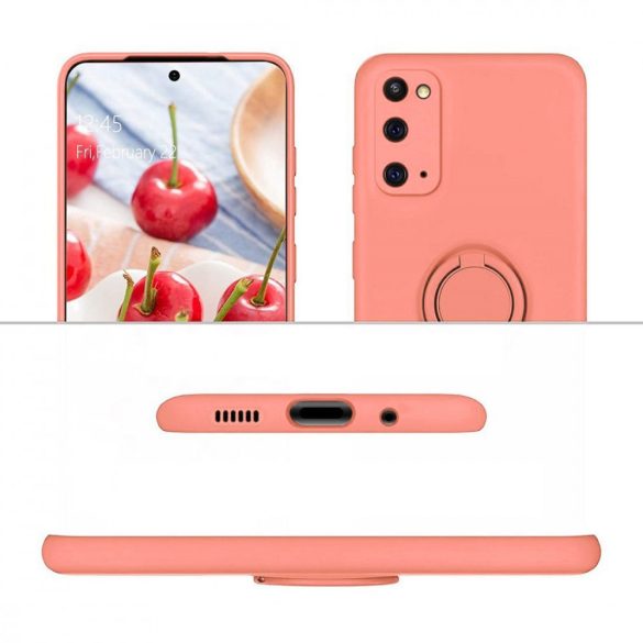 Silicone Ring Magnetic Samsung Galaxy A72 4G/5G hátlap, tok, rózsaszín