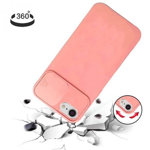 Silicone Lens iPhone 7/8/SE (2020) hátlap, tok, rózsaszín