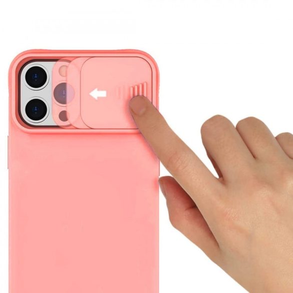 Silicone Lens iPhone 11 Pro Max hátlap, tok, rózsaszín