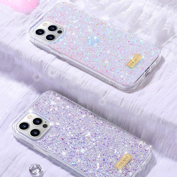 Sulada iPhone 13 Pro Luminous Glitter hátlap, tok, rózsaszín