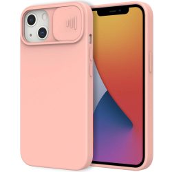 Silicone Lens iPhone 13 hátlap, tok, barack rózsaszín