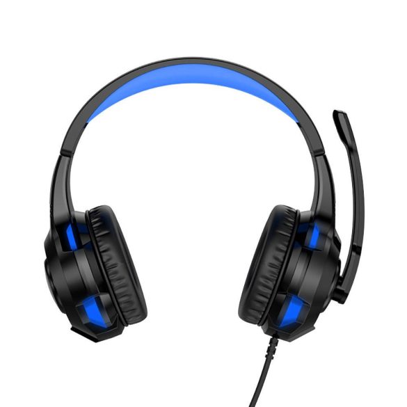 Kaku KSC-586 Led RGB Gaming vezetékes fejhallgató mikrofonnal, 2X 3.5mm jack+ USB vezetékes fejhallgató, fekete-kék