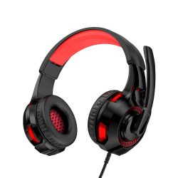   Kaku KSC-586 Led RGB Gaming vezetékes fejhallgató mikrofonnal, 2X 3.5mm jack+ USB vezetékes fejhallgató, fekete-piros