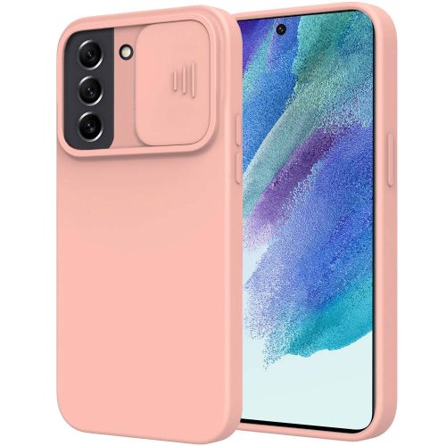 Silicone Lens Samsung Galaxy S21 FE hátlap, tok, barack rózsaszín