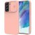 Silicone Lens Samsung Galaxy S21 FE hátlap, tok, barack rózsaszín