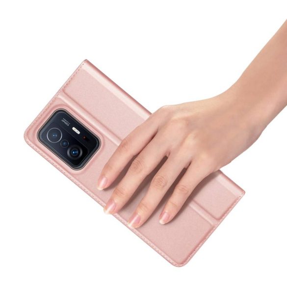 Dux Ducis Skin Pro Xiaomi 11T oldalra nyíló tok, rozé arany