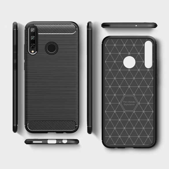 Carbon Case Flexible Huawei P40 Lite E/Y7P hátlap, tok, fekete