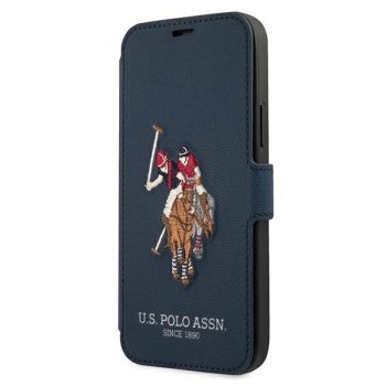   US Polo USFLBKP12LPUGFLNV iPhone 12 Pro Max 6,7" oldalra nyíló tok Polo Embroidery Collection, sötétkék