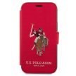 US Polo USFLBKP12LPUGFLRE iPhone 12 Pro Max 6,7" oldalra nyíló tok Polo Embroidery Collection, piros