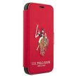 US Polo USFLBKP12LPUGFLRE iPhone 12 Pro Max 6,7" oldalra nyíló tok Polo Embroidery Collection, piros