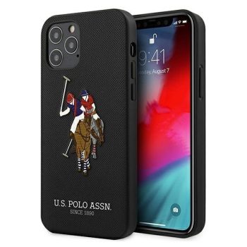   US Polo hátlap, tok USHCP12LPUGFLBK iPhone 12 Pro Max 6.7" Polo Embroidery Collection, fekete