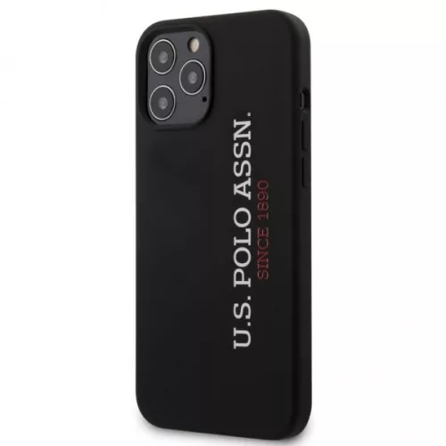 U.S.Polo iPhone 12 Mini Vertical Logo Silicone hátlap, tok, fekete