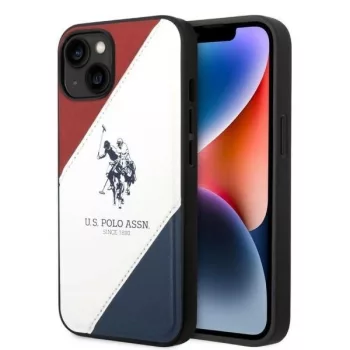   US Polo hátlap, tok USHCP14MPSO3 iPhone 14 Plus 6.7" Tricolor Embossed, fehér