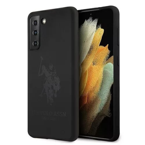 US Polo hátlap, tok USHCS21MSLHRTBK Samsung Galaxy S21+ G996 Silicone On Tone, fekete