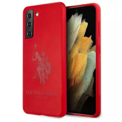 US Polo hátlap, tok USHCS21MSLHRTRE Samsung Galaxy S21+ G996 Silicone On Tone, piros