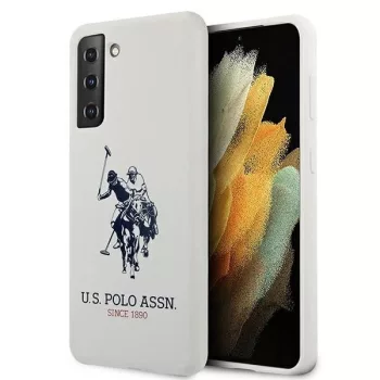   US Polo hátlap, tok USHCS21MSLHRWH Samsung Galaxy S21+ G996 Silicone Logo, fehér