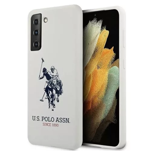 US Polo hátlap, tok USHCS21SSLHRWH Samsung Galaxy S21 G991 Silicone Logo, fehér
